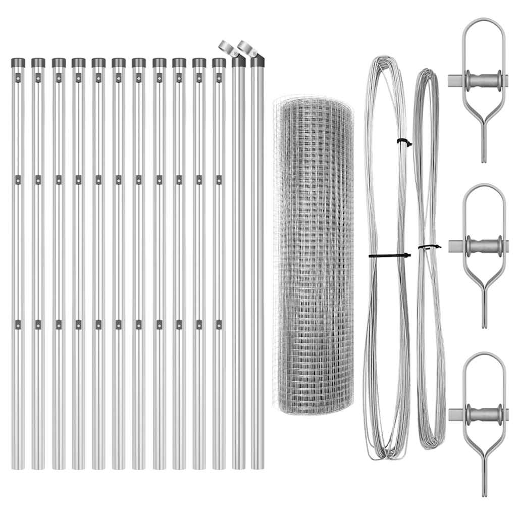 Afrasteringspaal Zilver 25 x 0,4 m (12 x 12 mm gaas) Staal is nu te koop bij PeponiXL, paradijselijk wonen!