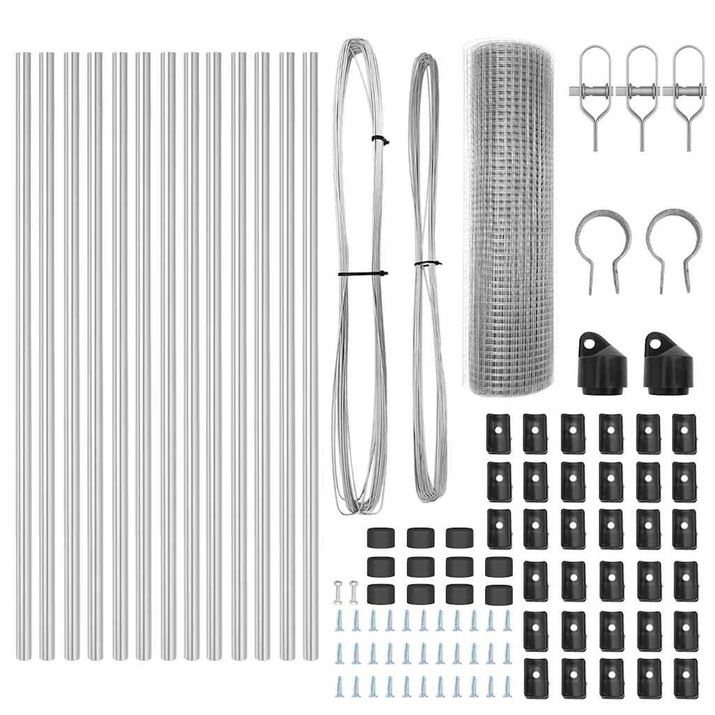 Afrasteringspaal Zilver 25 x 0,4 m (12 x 12 mm gaas) Staal is nu te koop bij PeponiXL, paradijselijk wonen!