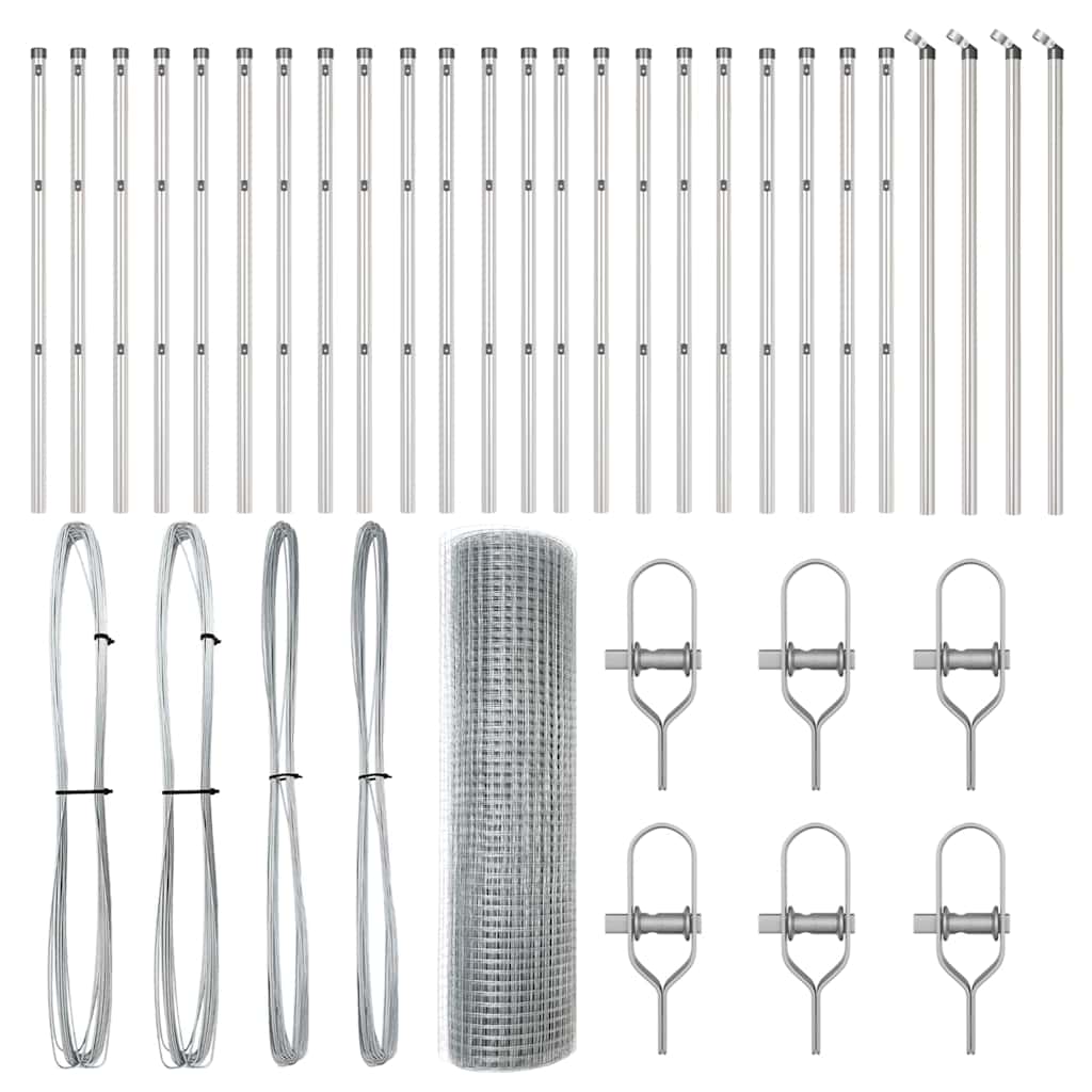 Afrasteringspaal Zilver 50 x 0,4 m (16 x 16 mm gaas) Staal is nu te koop bij PeponiXL, paradijselijk wonen!