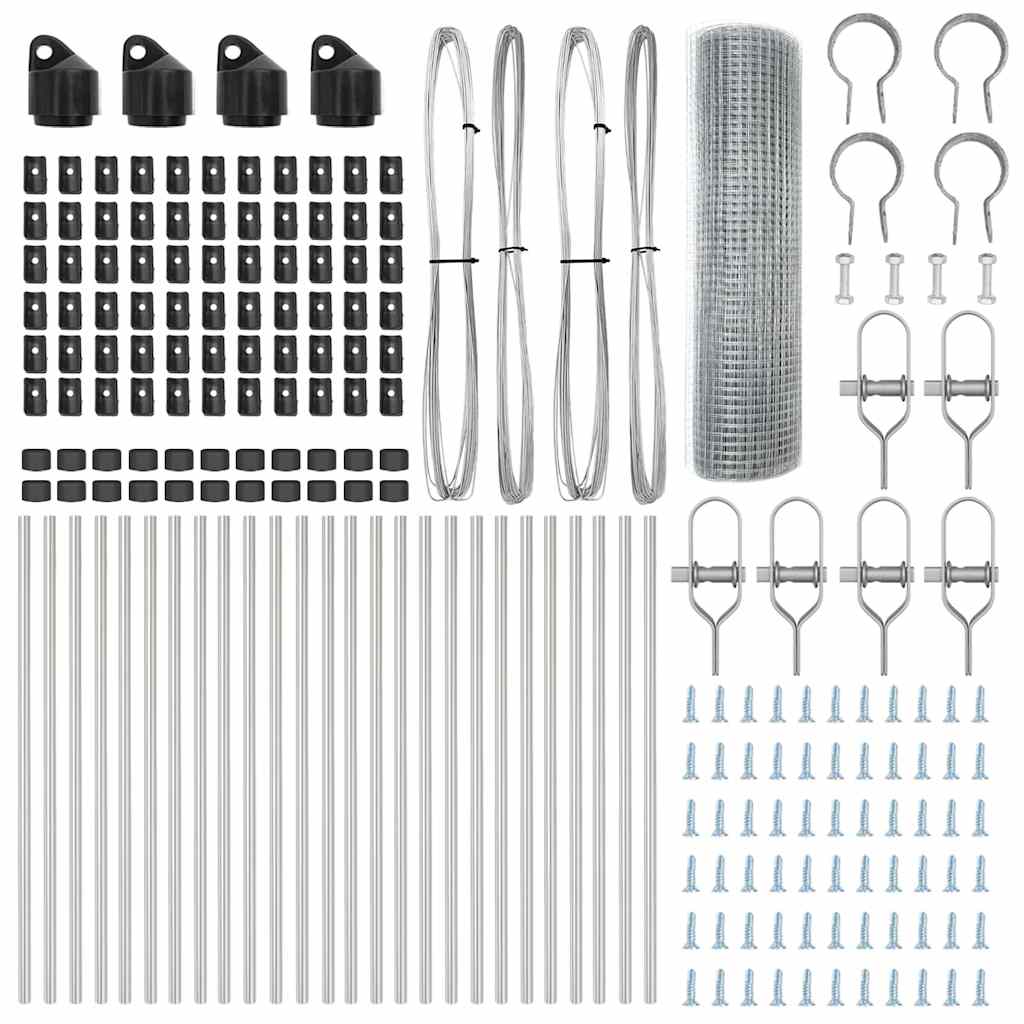 Afrasteringspaal Zilver 50 x 0,4 m (16 x 16 mm gaas) Staal is nu te koop bij PeponiXL, paradijselijk wonen!