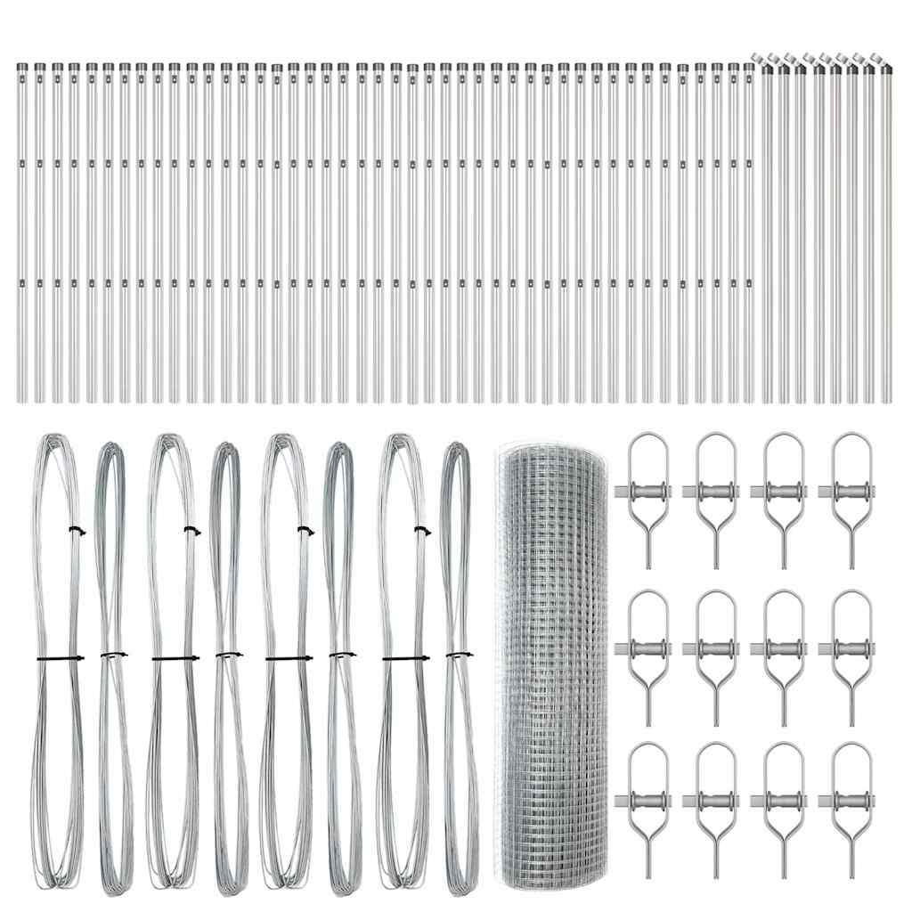 Afrasteringspaal Zilver 100 x 0,4 m (19 x 19 mm gaas) Staal is nu te koop bij PeponiXL, paradijselijk wonen!