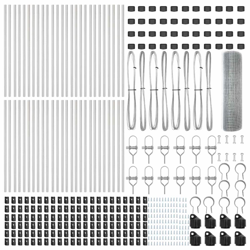 Afrasteringspaal Zilver 100 x 0,4 m (19 x 19 mm gaas) Staal is nu te koop bij PeponiXL, paradijselijk wonen!