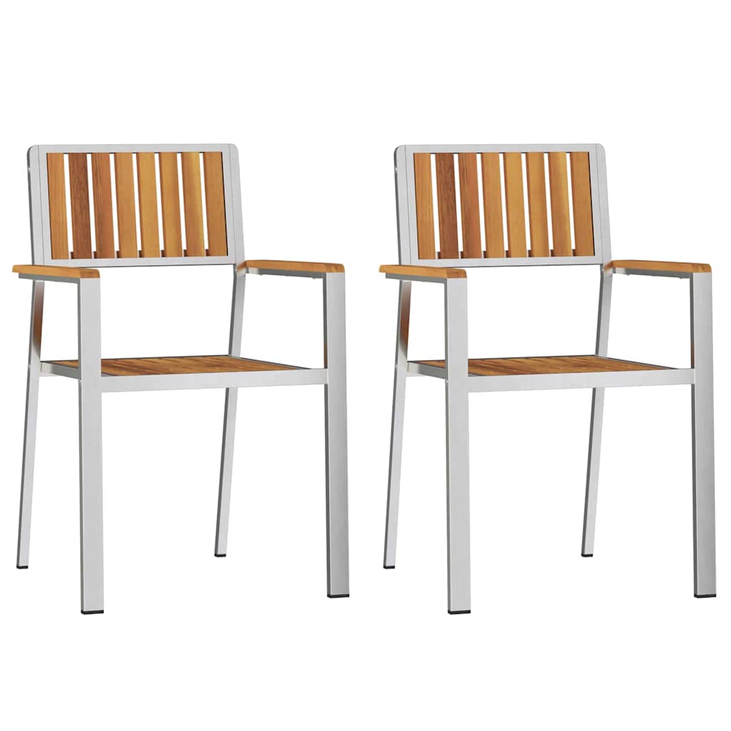 Tuinstoel 2 pcs Bruin 56 x 54,5 x 87 cm Massief Acaciahout is nu te koop bij PeponiXL, paradijselijk wonen!