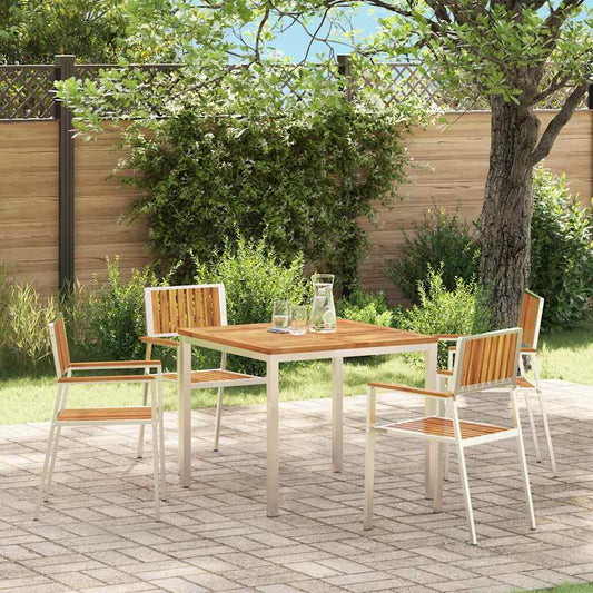 Tuinstoel 4 pcs Bruin 56 x 54,5 x 87 cm Massief Acaciahout is nu te koop bij PeponiXL, paradijselijk wonen!