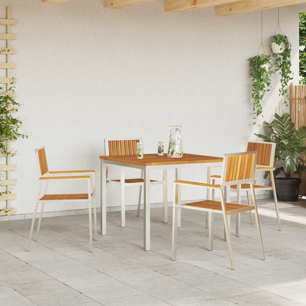 Tuinstoel 4 pcs Bruin 56 x 54,5 x 87 cm Massief Acaciahout is nu te koop bij PeponiXL, paradijselijk wonen!