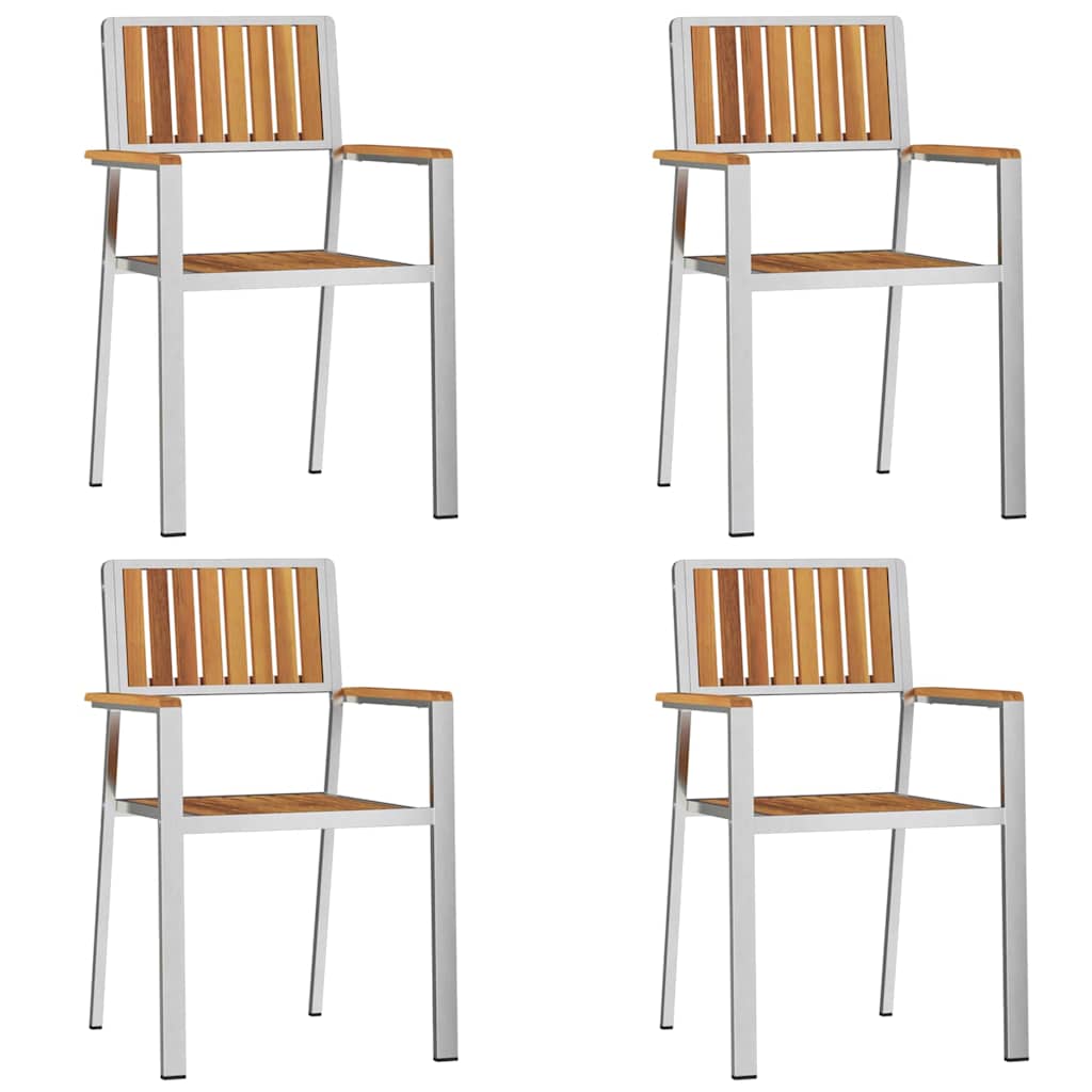 Tuinstoel 4 pcs Bruin 56 x 54,5 x 87 cm Massief Acaciahout is nu te koop bij PeponiXL, paradijselijk wonen!