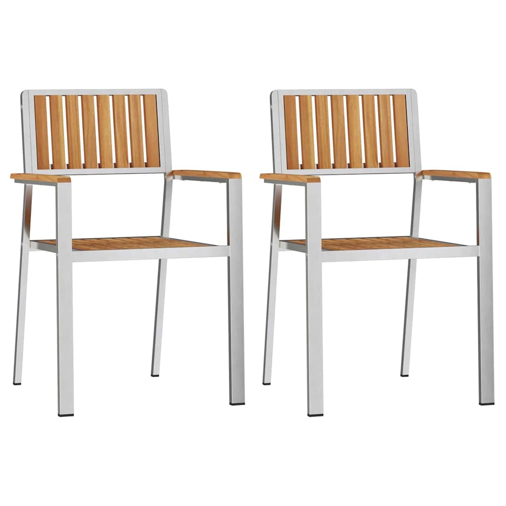 Tuinstoel 2 pcs Bruin 56 x 54,5 x 87 cm Massief Teakhout is nu te koop bij PeponiXL, paradijselijk wonen!