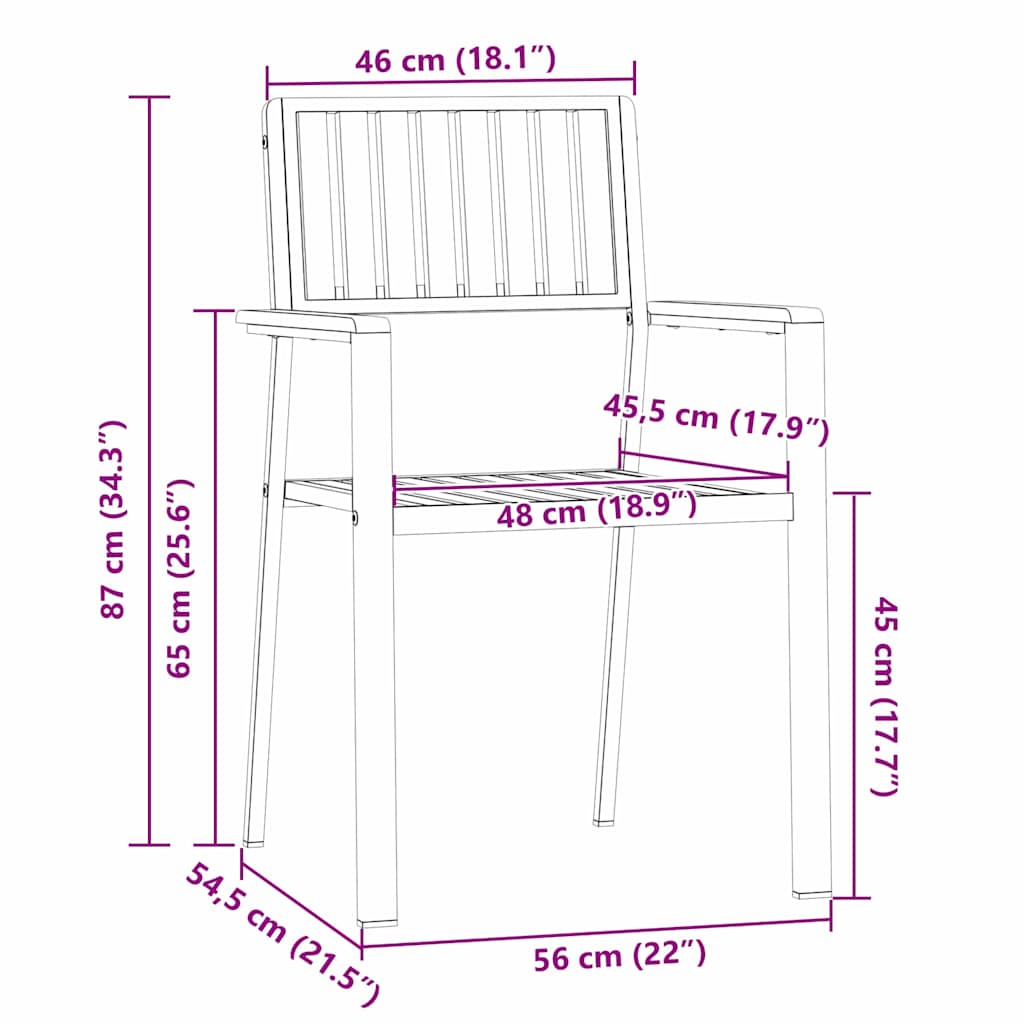 Tuinstoel 2 pcs Bruin 56 x 54,5 x 87 cm Massief Teakhout is nu te koop bij PeponiXL, paradijselijk wonen!