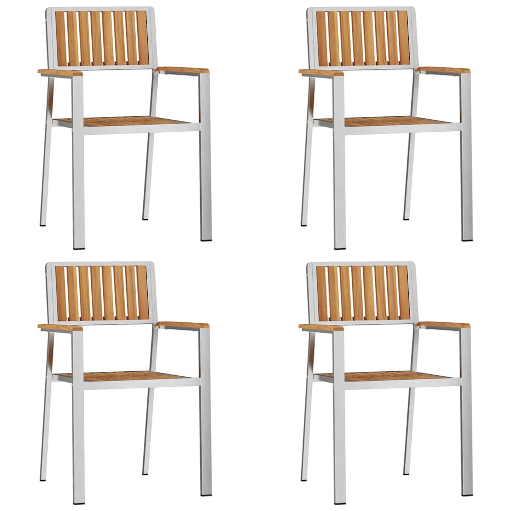 Tuinstoel 4 pcs Bruin 56 x 54,5 x 87 cm Massief Teakhout is nu te koop bij PeponiXL, paradijselijk wonen!