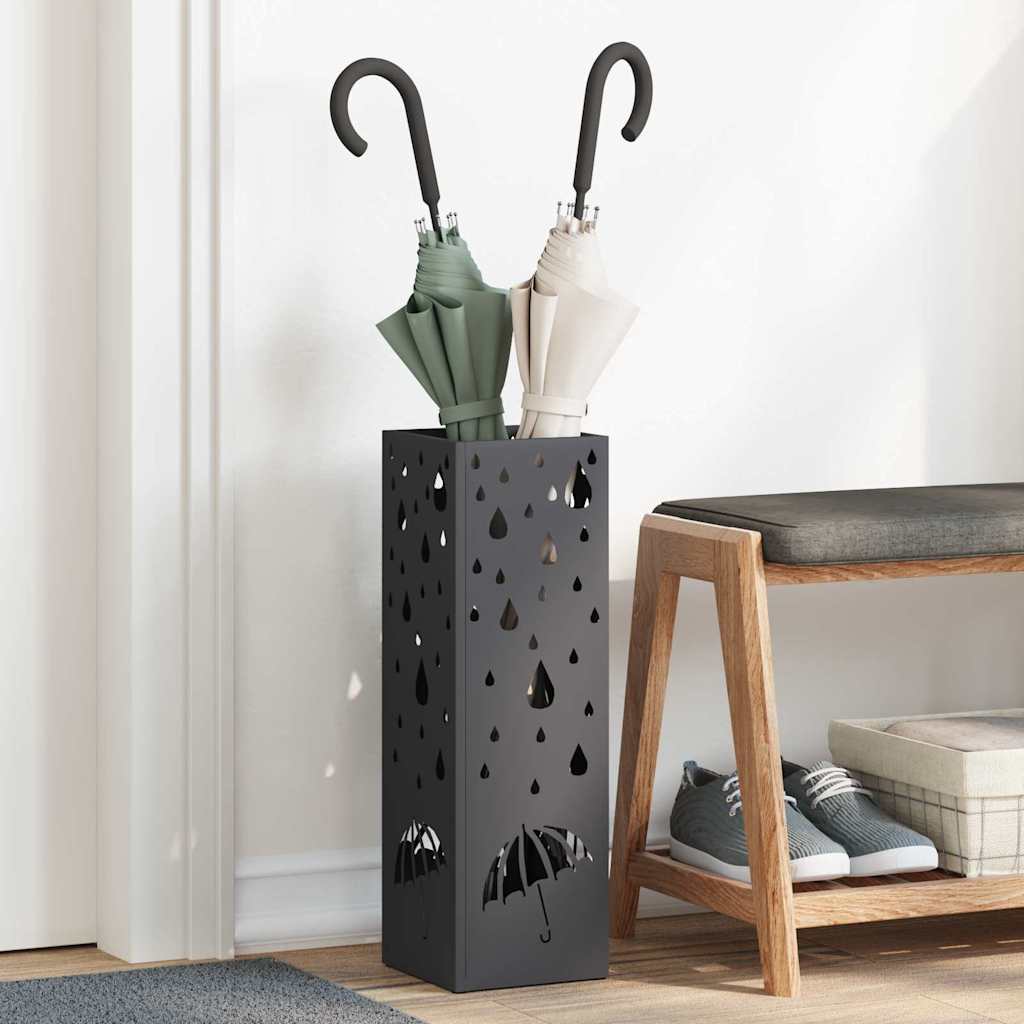 Paraplu Standaard met opslag Zwart 15,5 x 15,5 x 49 cm Metaal is nu te koop bij PeponiXL, paradijselijk wonen!