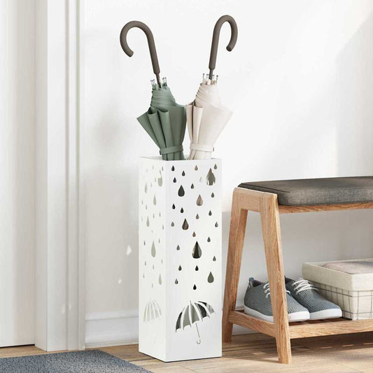 Paraplu Standaard met opslag Wit 15,5 x 15,5 x 49 cm Metaal is nu te koop bij PeponiXL, paradijselijk wonen!