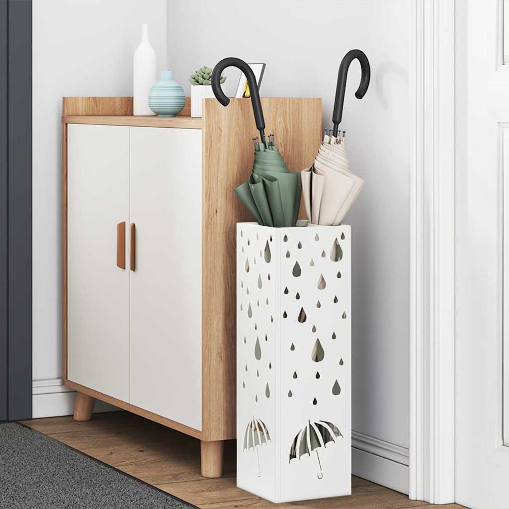 Paraplu Standaard met opslag Wit 15,5 x 15,5 x 49 cm Metaal is nu te koop bij PeponiXL, paradijselijk wonen!