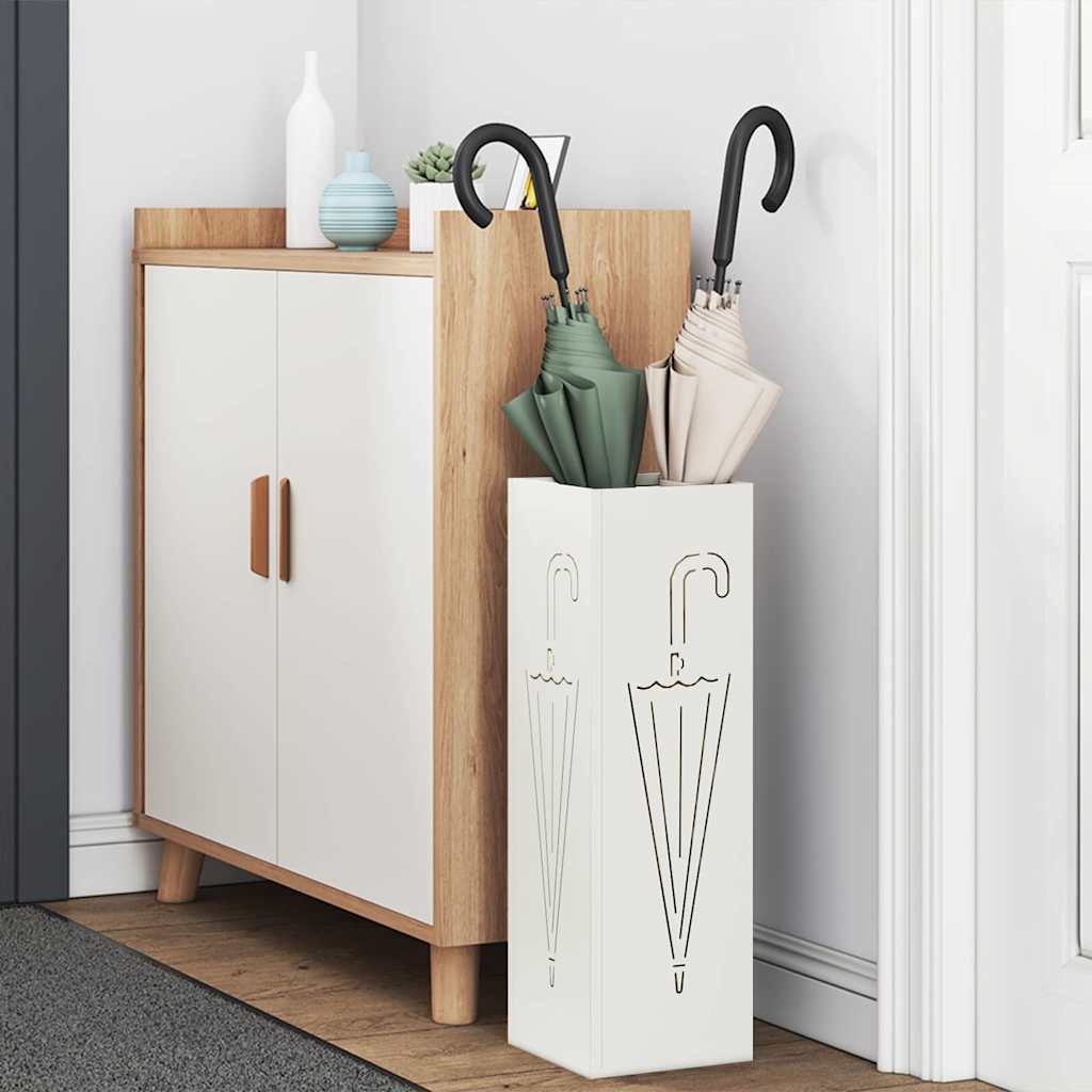 Paraplu Standaard met opslag Wit 15,5 x 15,5 x 49 cm Metaal is nu te koop bij PeponiXL, paradijselijk wonen!