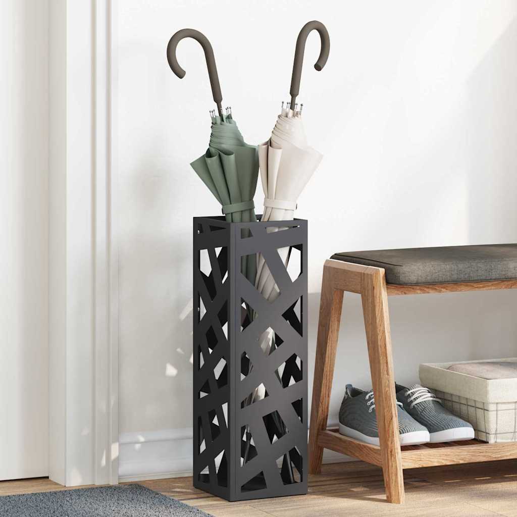 Paraplu Standaard met opslag Zwart 15,5 x 15,5 x 49 cm Metaal is nu te koop bij PeponiXL, paradijselijk wonen!