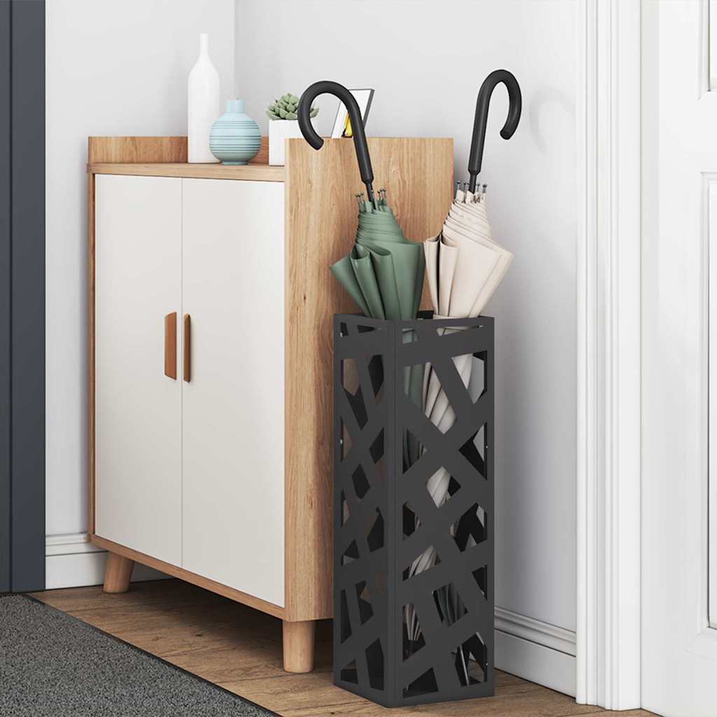 Paraplu Standaard met opslag Zwart 15,5 x 15,5 x 49 cm Metaal is nu te koop bij PeponiXL, paradijselijk wonen!