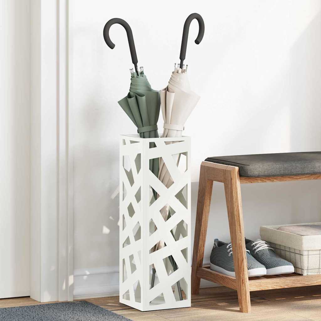 Paraplu Standaard met opslag Wit 15,5 x 15,5 x 49 cm Metaal is nu te koop bij PeponiXL, paradijselijk wonen!
