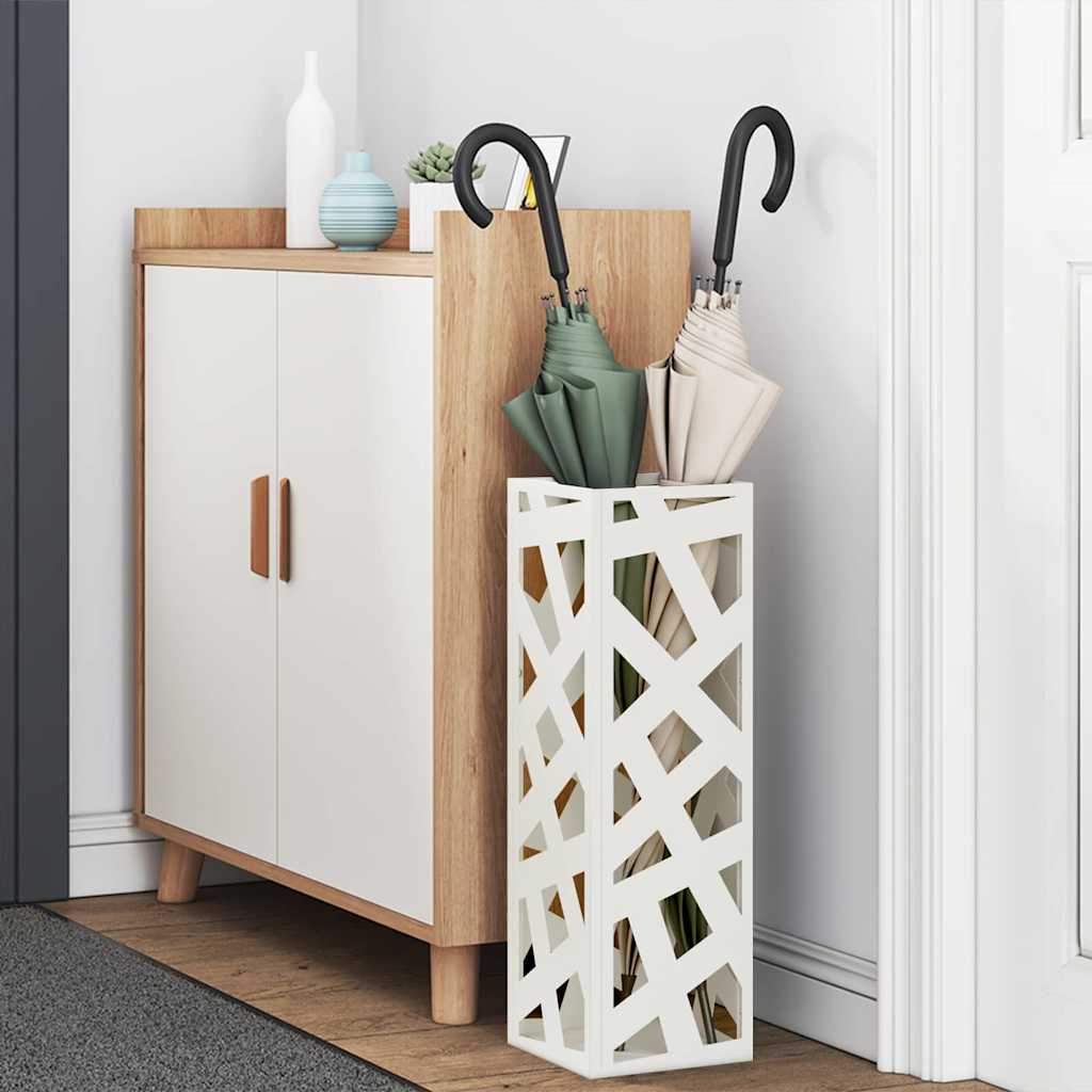 Paraplu Standaard met opslag Wit 15,5 x 15,5 x 49 cm Metaal is nu te koop bij PeponiXL, paradijselijk wonen!
