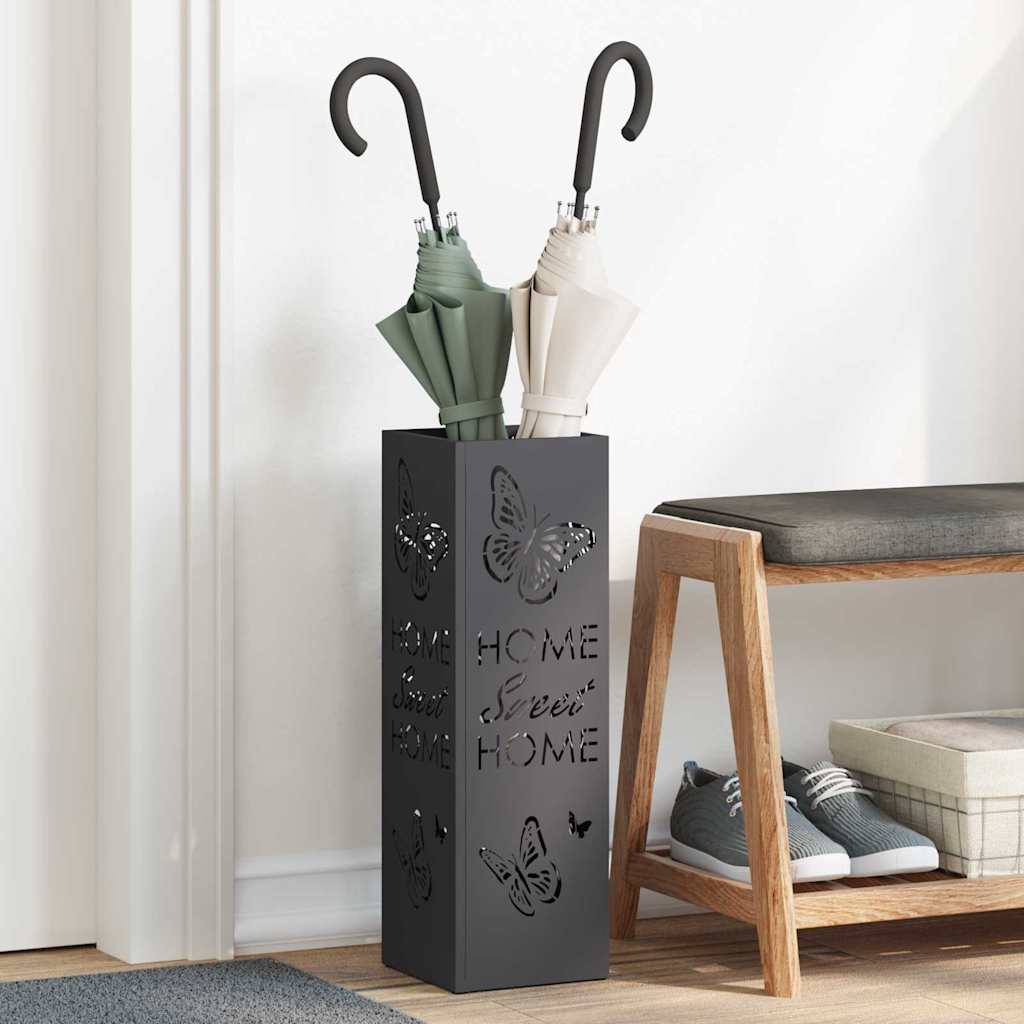 Paraplu Standaard met opslag Zwart 15,5 x 15,5 x 49 cm Metaal is nu te koop bij PeponiXL, paradijselijk wonen!