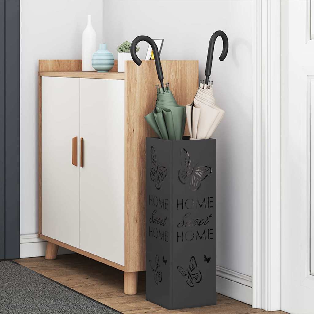 Paraplu Standaard met opslag Zwart 15,5 x 15,5 x 49 cm Metaal is nu te koop bij PeponiXL, paradijselijk wonen!