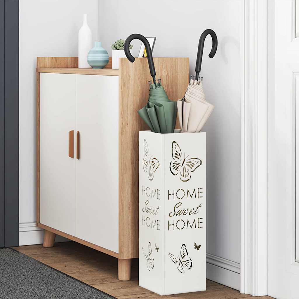 Paraplu Standaard met opslag Wit 15,5 x 15,5 x 49 cm Metaal is nu te koop bij PeponiXL, paradijselijk wonen!