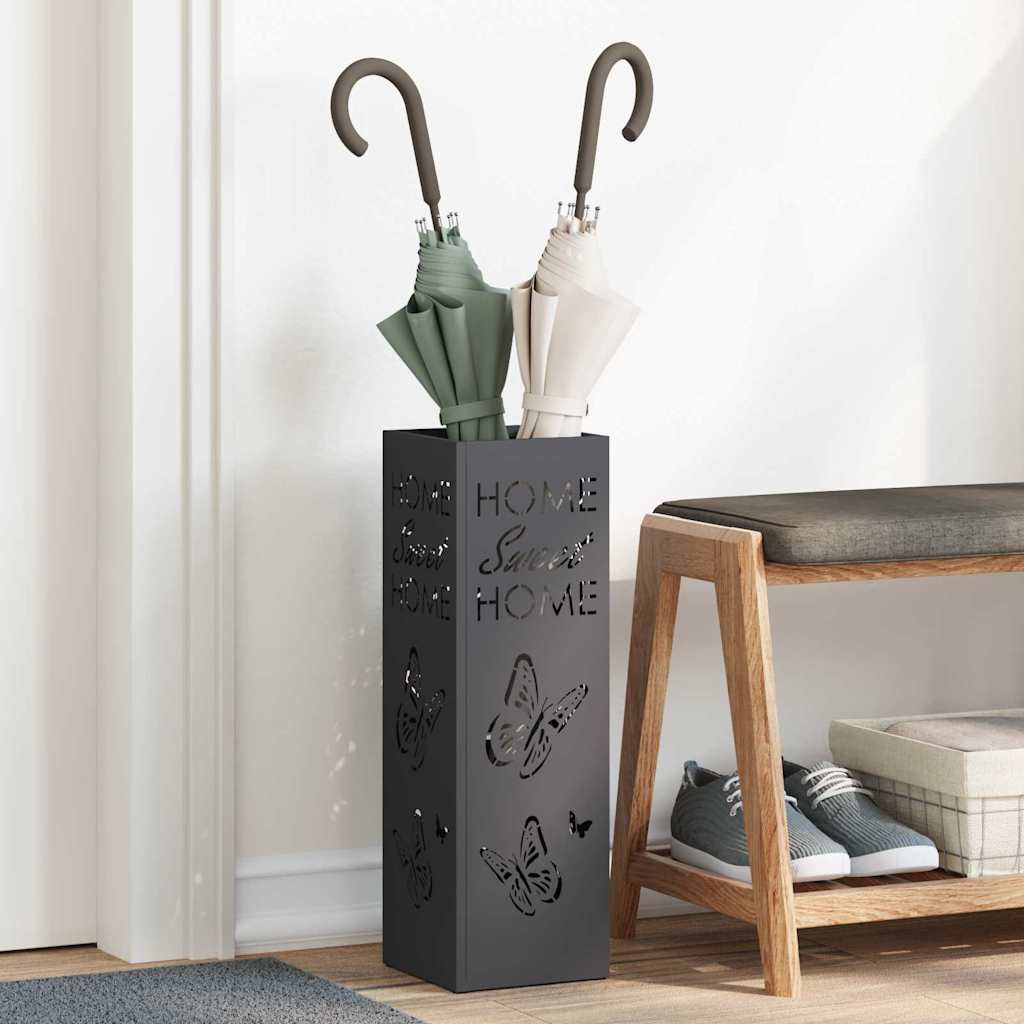 Paraplu Standaard met opslag Zwart 15,5 x 15,5 x 49 cm Metaal is nu te koop bij PeponiXL, paradijselijk wonen!