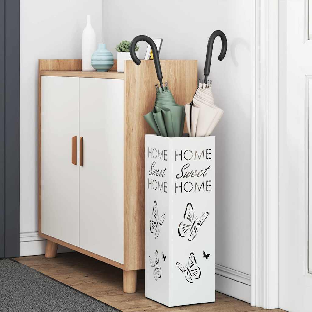 Paraplu Standaard met opslag Wit 15,5 x 15,5 x 49 cm Metaal is nu te koop bij PeponiXL, paradijselijk wonen!