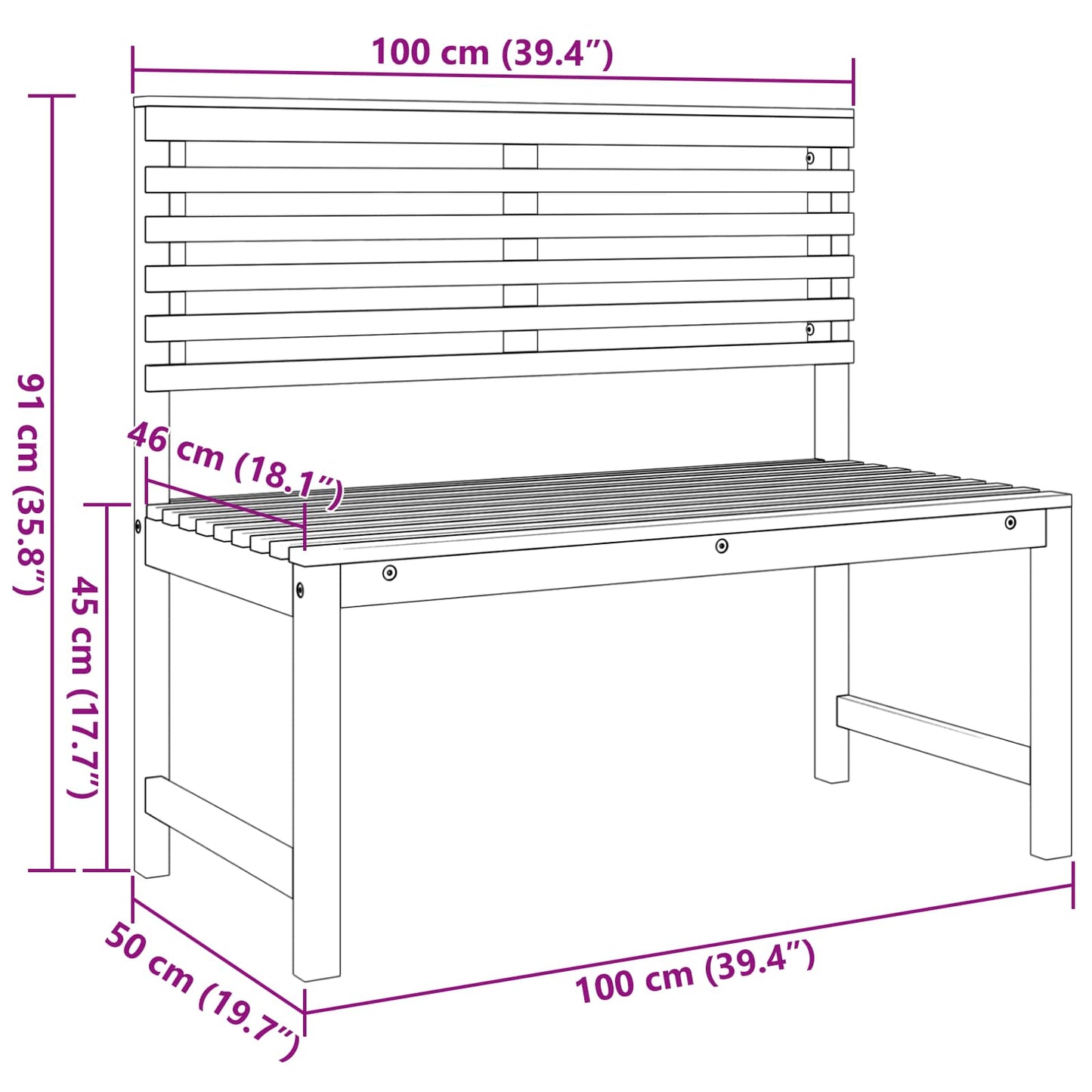 Tuinstoel Bruin 100 x 50 x 91cm Massief acaciahout is nu te koop bij PeponiXL, paradijselijk wonen!