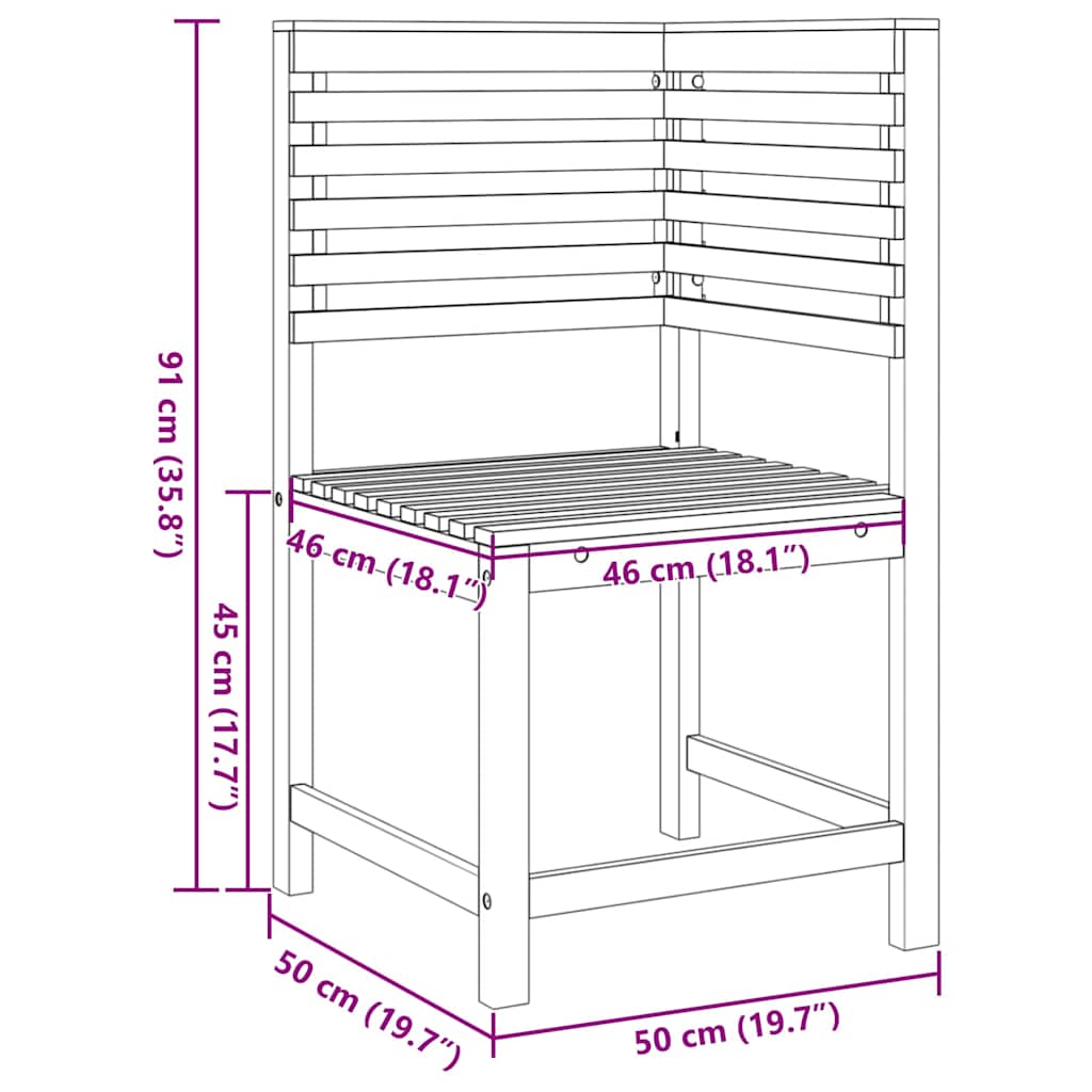 Tuinstoel Bruin 50 x 50 x 91cm Massief acaciahout is nu te koop bij PeponiXL, paradijselijk wonen!