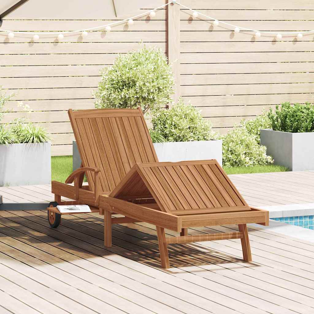 Ligbed met kussen Bruin 195 x 59 x 78,5 cm Massief Teakhout is nu te koop bij PeponiXL, paradijselijk wonen!