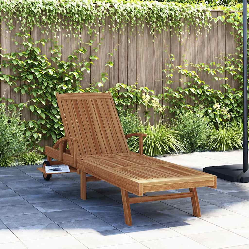 Ligbed met kussen Bruin 195 x 59 x 78,5 cm Massief Teakhout is nu te koop bij PeponiXL, paradijselijk wonen!