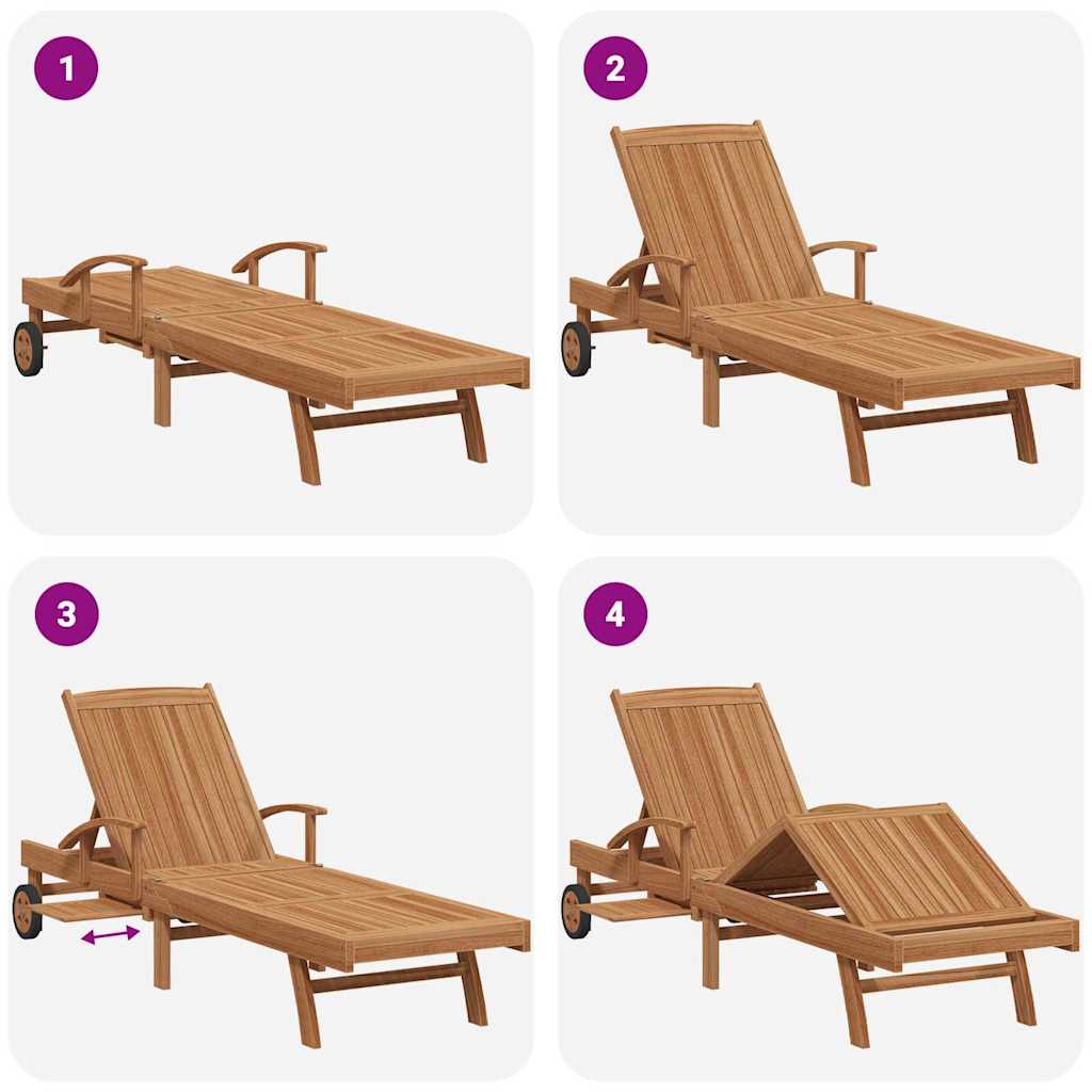 Ligbed met kussen Bruin 195 x 59 x 78,5 cm Massief Teakhout is nu te koop bij PeponiXL, paradijselijk wonen!