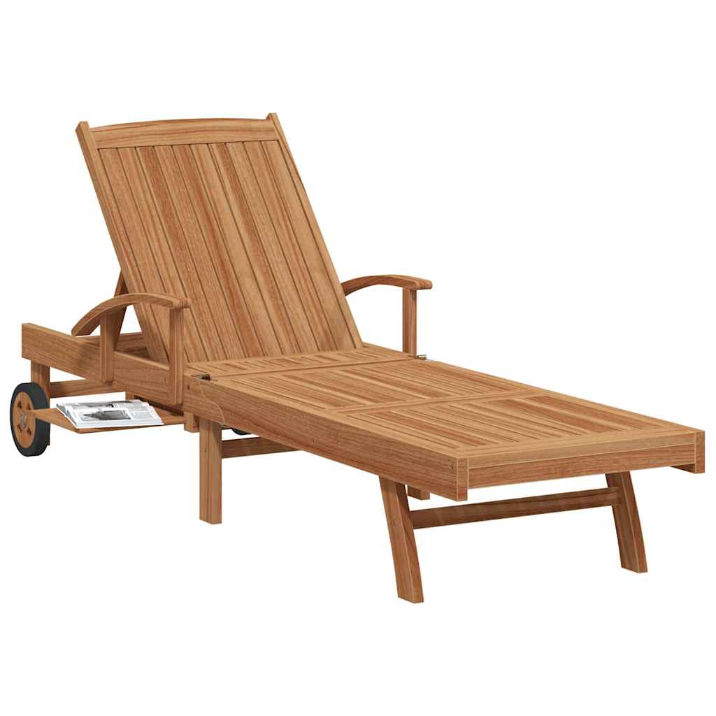 Ligbed met kussen Bruin 195 x 59 x 78,5 cm Massief Teakhout is nu te koop bij PeponiXL, paradijselijk wonen!