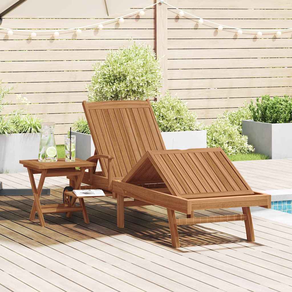 Ligbed met kussen 1-persoon 2 pcs Bruin Massief Teakhout is nu te koop bij PeponiXL, paradijselijk wonen!