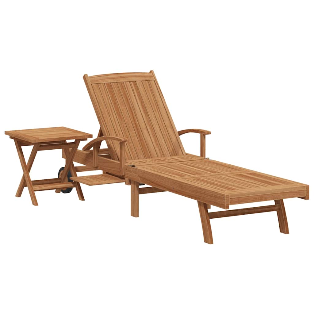 Ligbed met kussen 1-persoon 2 pcs Bruin Massief Teakhout is nu te koop bij PeponiXL, paradijselijk wonen!