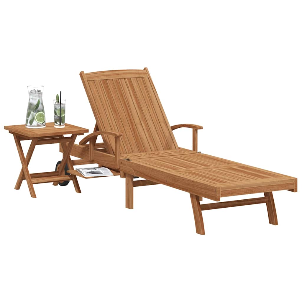 Ligbed met kussen 1-persoon 2 pcs Bruin Massief Teakhout is nu te koop bij PeponiXL, paradijselijk wonen!