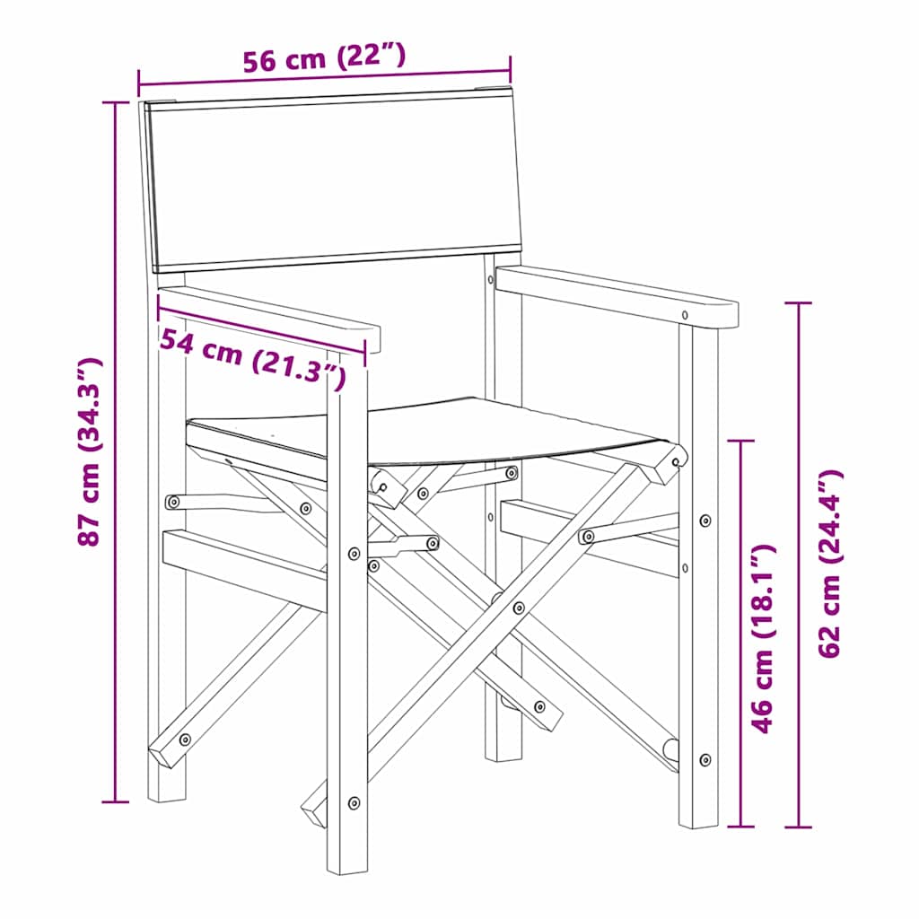 Vouwbare Regisseursstoel Grijs 56 x 54 x 87 cm Massief Teakhout is nu te koop bij PeponiXL, paradijselijk wonen!