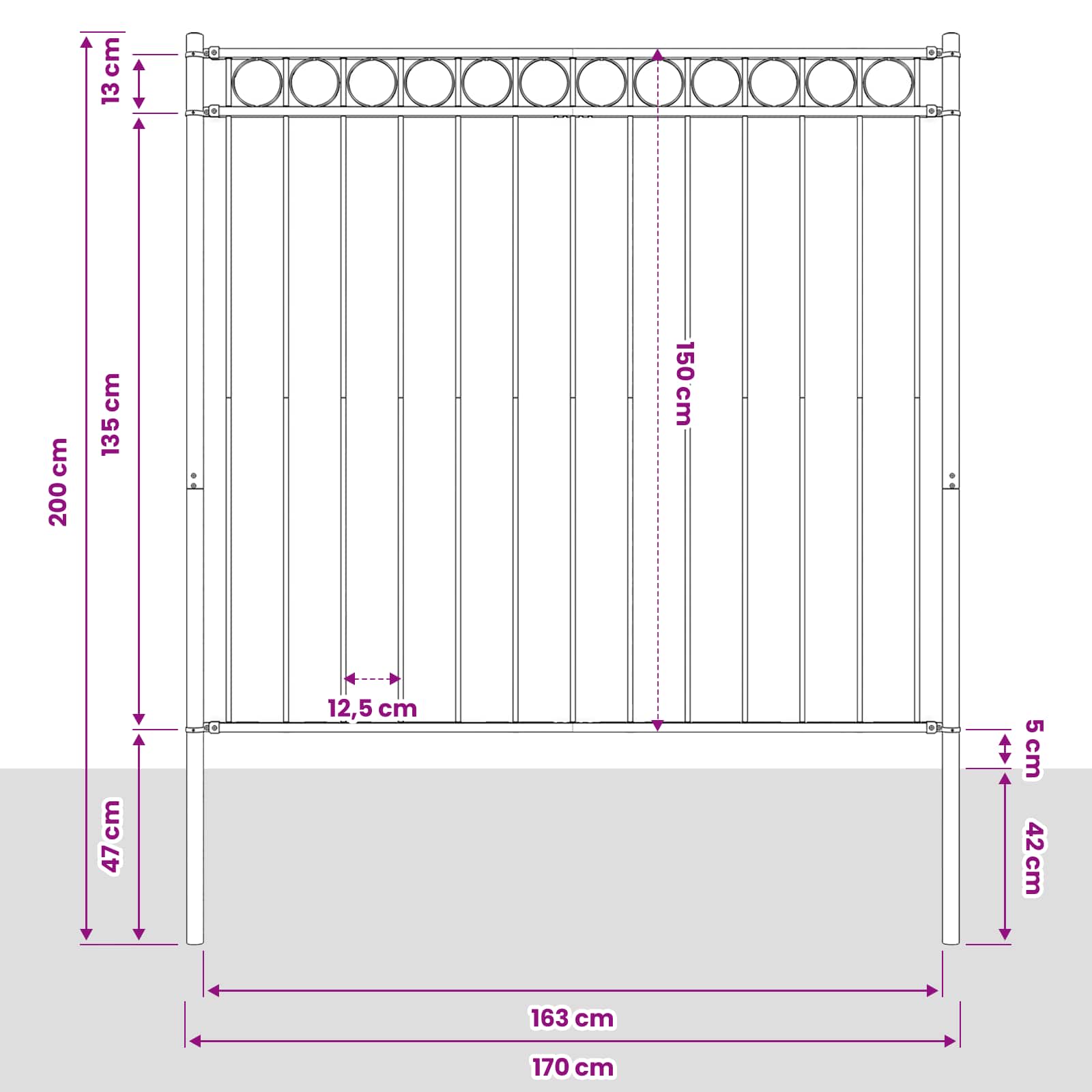 Hecelement ASSEN Grijs 170 x 200 cm Staal is nu te koop bij PeponiXL, paradijselijk wonen!