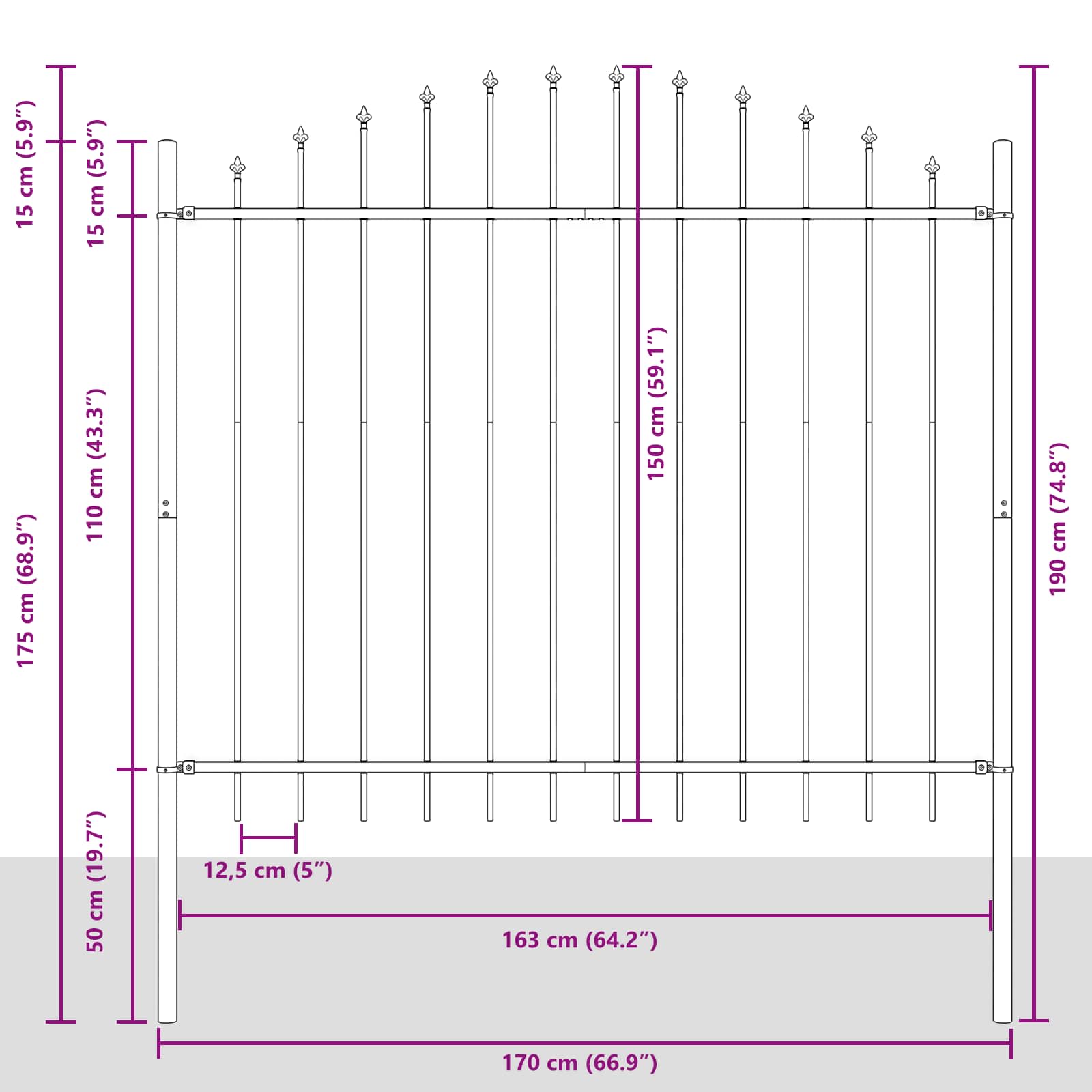 Tuinhek Wit 170 x 190 cm Gepoedercoat staal is nu te koop bij PeponiXL, paradijselijk wonen!