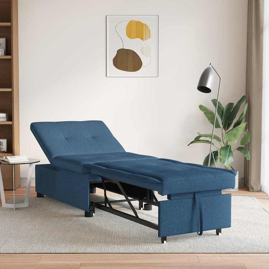 Uittrekbare Slaapbank Blauw 194 x 50 x 82 cm Stof is nu te koop bij PeponiXL, paradijselijk wonen!