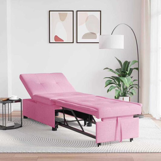 Uittrekbare Slaapbank Roze 194 x 50 x 82 cm Stof is nu te koop bij PeponiXL, paradijselijk wonen!