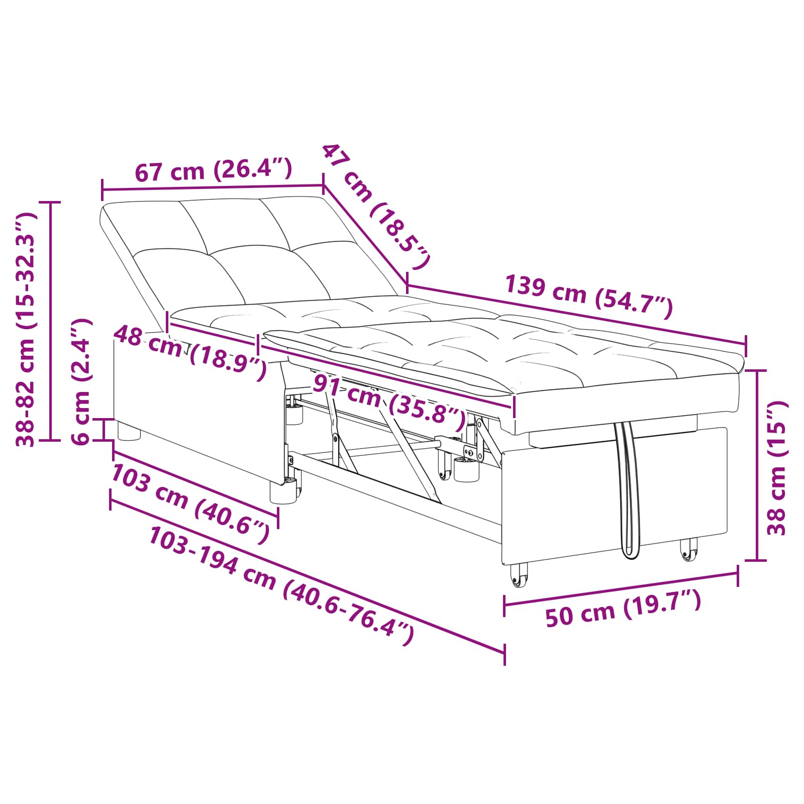 Uittrekbare Slaapbank Zwart 194 x 67 x 82 cm Microvezel is nu te koop bij PeponiXL, paradijselijk wonen!