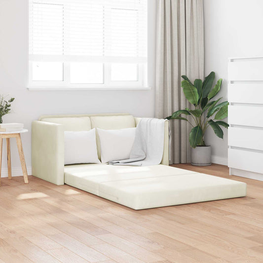 Slaapbank Crème 204 x 122 x 60 cm Fluweel is nu te koop bij PeponiXL, paradijselijk wonen!