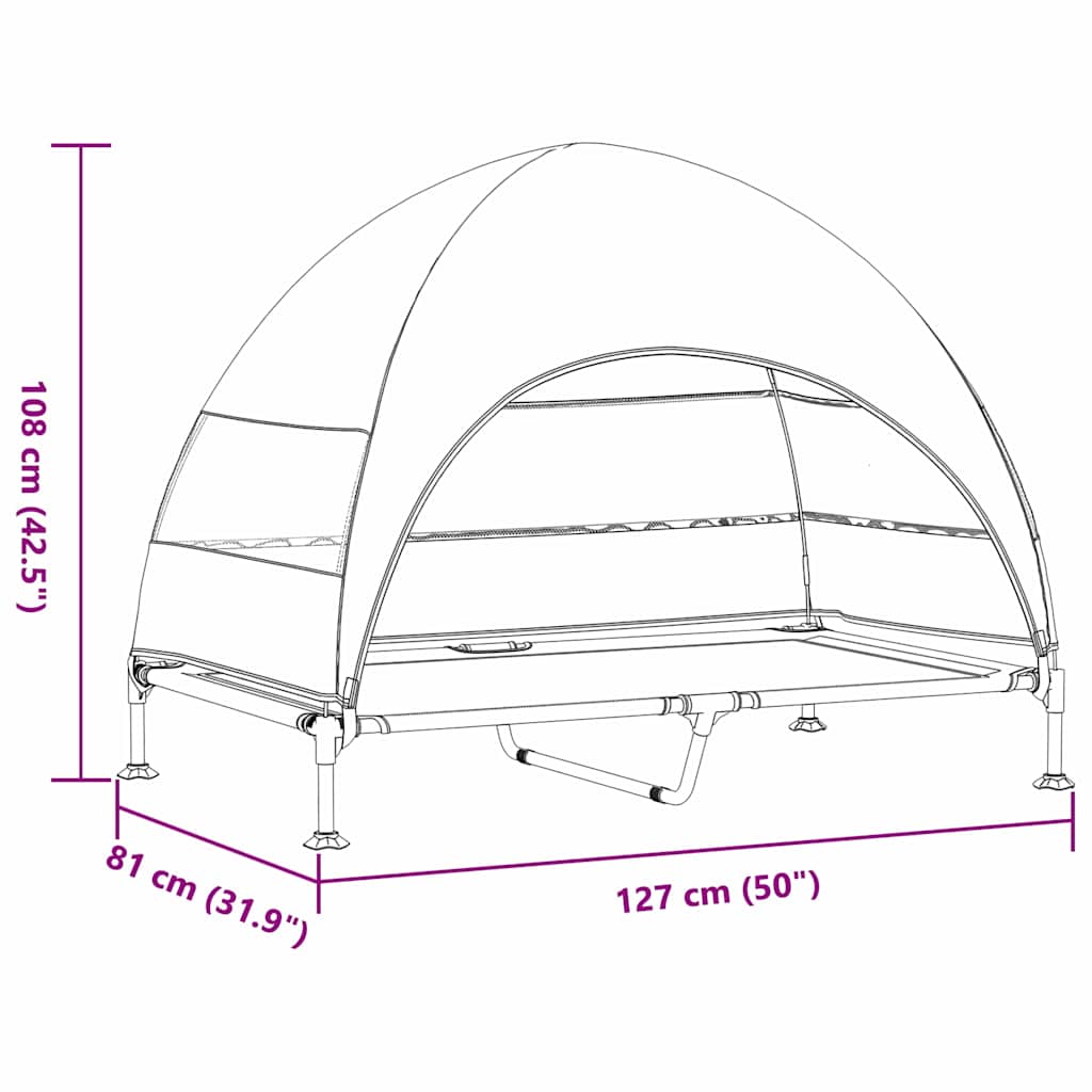Verhoogd Hondenbed Lichtgrijs 127 x 81 x 108 cm Stof en Staal is nu te koop bij PeponiXL, paradijselijk wonen!