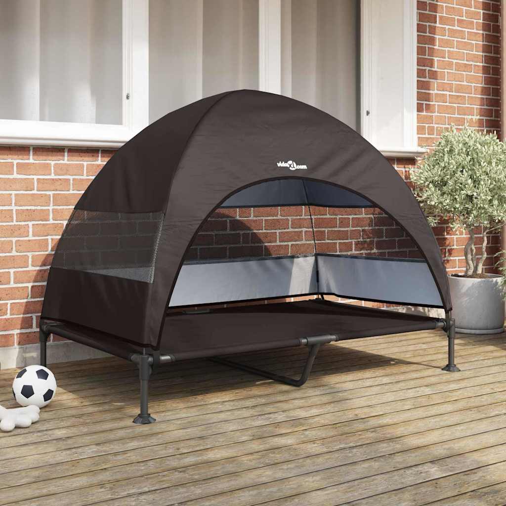 Verhoogd Hondenbed Bruin 127 x 81 x 108 cm Stof en Staal is nu te koop bij PeponiXL, paradijselijk wonen!