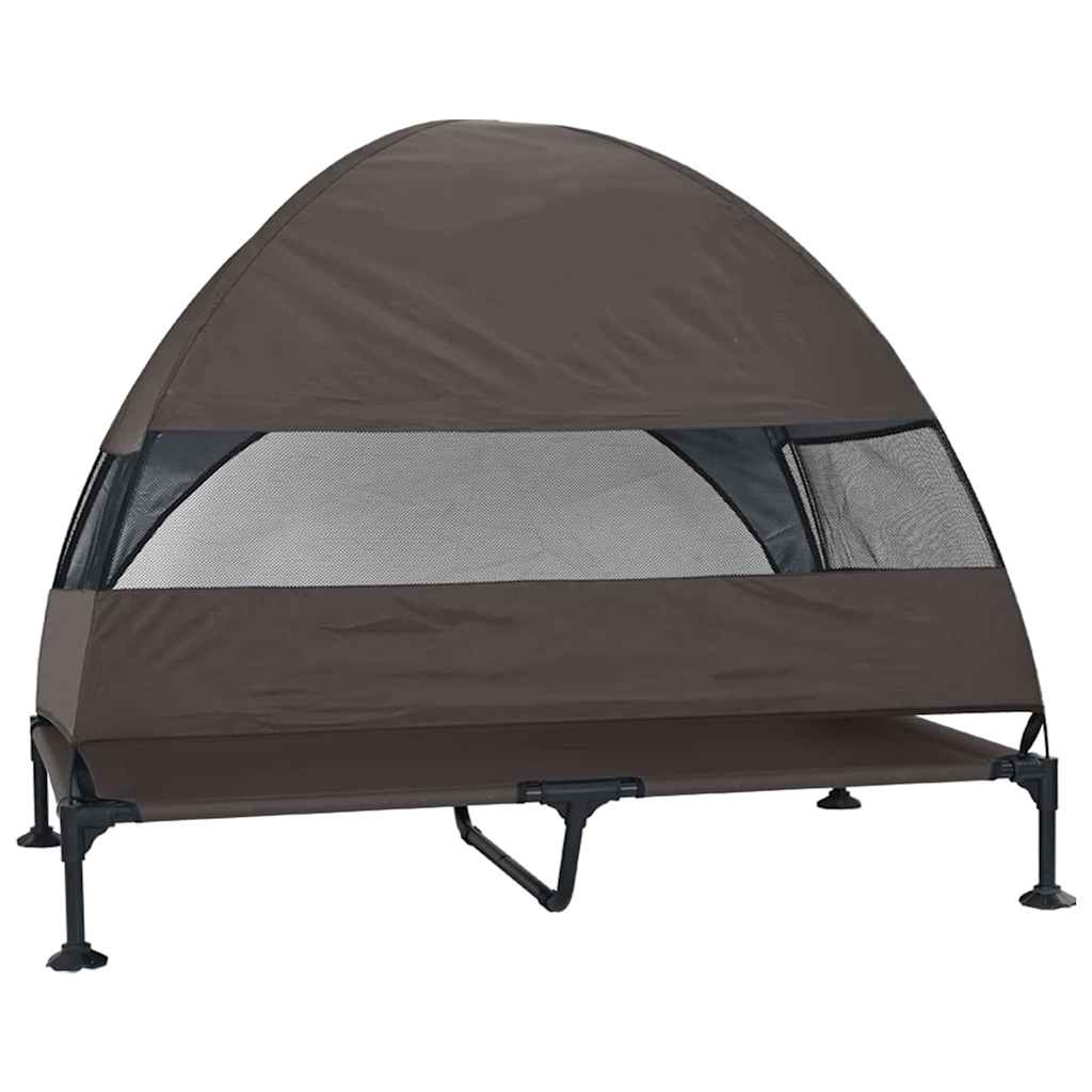 Verhoogd Hondenbed Bruin 127 x 81 x 108 cm Stof en Staal is nu te koop bij PeponiXL, paradijselijk wonen!
