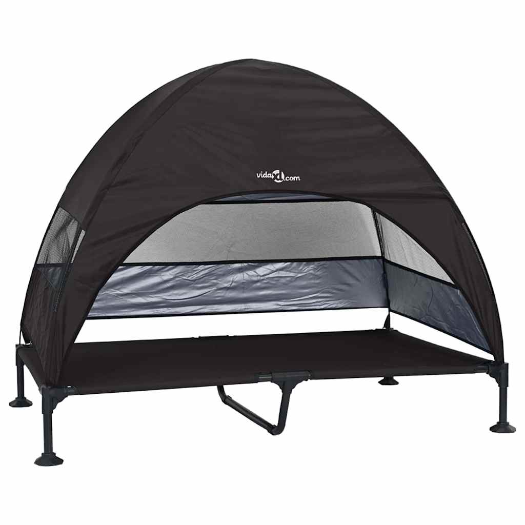 Verhoogd Hondenbed Zwart 127 x 81 x 108 cm Stof en Staal is nu te koop bij PeponiXL, paradijselijk wonen!