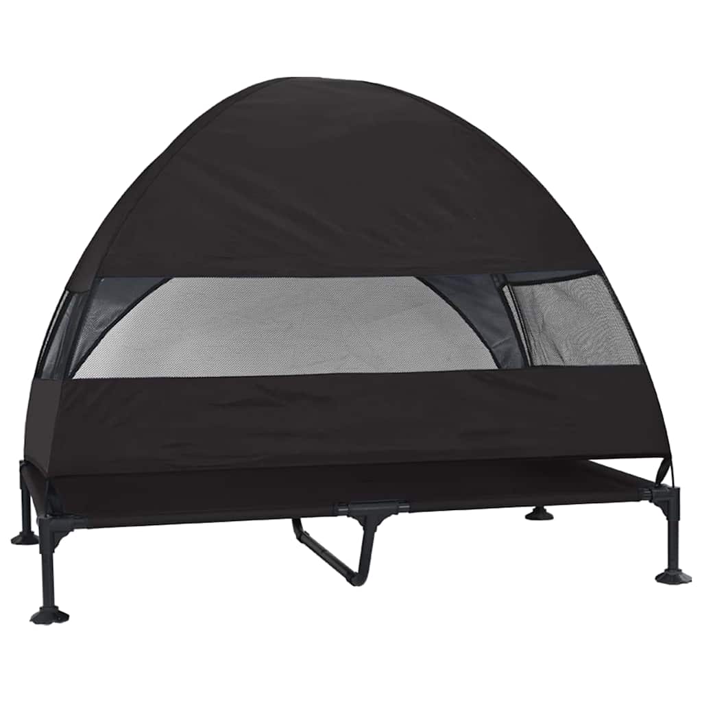 Verhoogd Hondenbed Zwart 127 x 81 x 108 cm Stof en Staal is nu te koop bij PeponiXL, paradijselijk wonen!