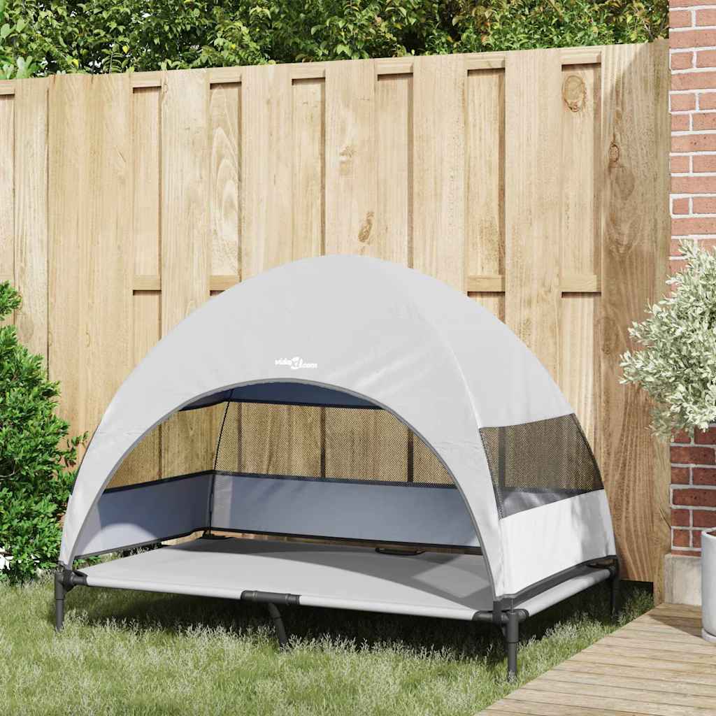 Verhoogd Hondenbed Zilvergrijs 127 x 81 x 108 cm Stof en Staal is nu te koop bij PeponiXL, paradijselijk wonen!