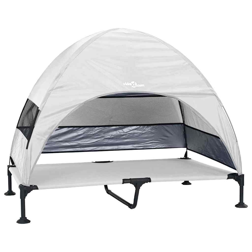 Verhoogd Hondenbed Zilvergrijs 127 x 81 x 108 cm Stof en Staal is nu te koop bij PeponiXL, paradijselijk wonen!