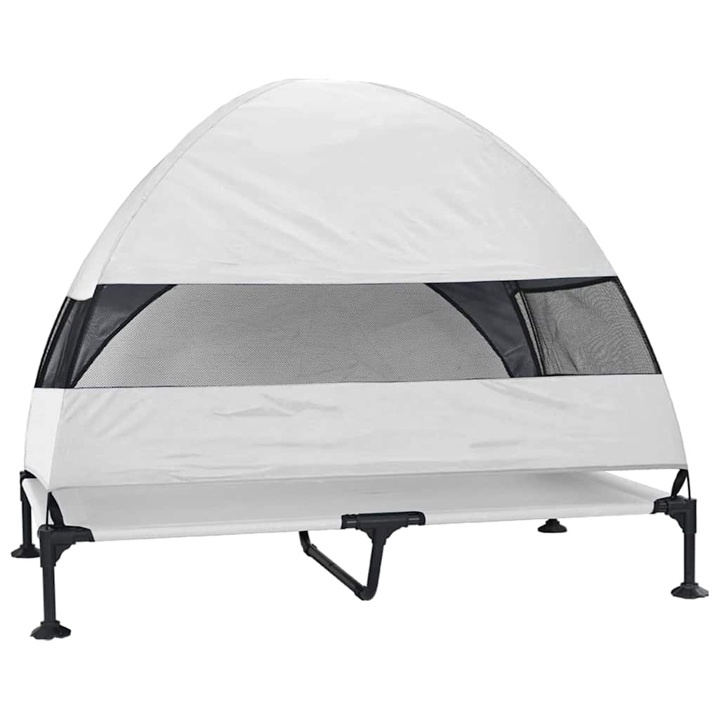 Verhoogd Hondenbed Zilvergrijs 127 x 81 x 108 cm Stof en Staal is nu te koop bij PeponiXL, paradijselijk wonen!